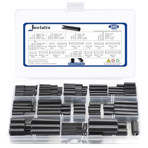 SAE Roll Pin Set, 250 Pcs Roll pin Assortment, Slotted Spring Pins - size: 250pcs SAE Roll Pin