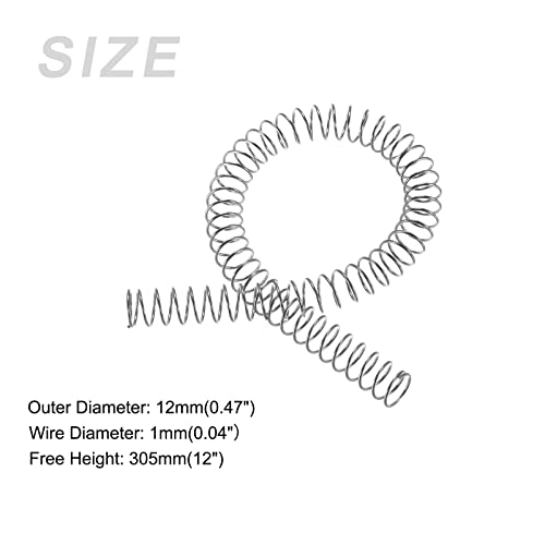 METALLIXITY Compression Springs (1x12mm OD,305mm L) Extension Spring - size: 1mm x 12mm x 305mm