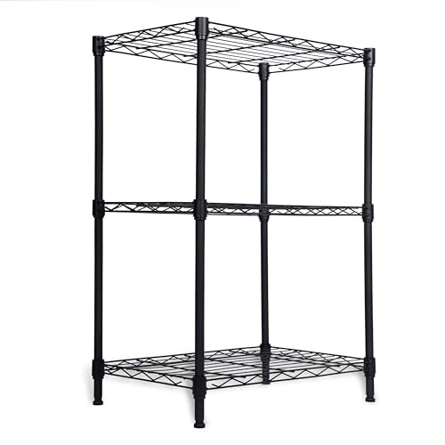 Whitmor 3 Tier Storage Shelves, Heavy Duty Metal Shelving, 400 lbs Capacity per Shelf, 1200 lbs Total, Easy Assembly for Kitchen, Garage, Plant, 18" L x 12" W x 26.4" H, Black - color: Black, size: 3-TIER, 18"L x 12"W x 26"H