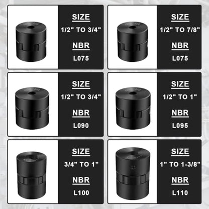 1/2" to 3/4" L075 Flexible 3-Piece L-Jaw Coupling Coupler Set & Rubber Spider for Log Wood Splitter Hybrid Equipment