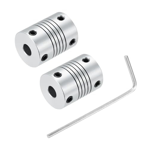 uxcell 2Pcs 4mm to 6mm Aluminum Alloy Shaft Coupling L25xD19 Flexible Coupler Beam for 3D Printer CNC Machine DIY Encoders and Motors Shaft,Silver - size: 4mm to 6mm
