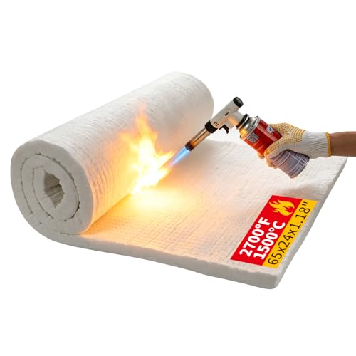 Ceramic Fiber Insulation Blanket 65"x24"x1.18", 2700°F Fireproof - color: 65'' x24'' x1.18'' /1 Piece