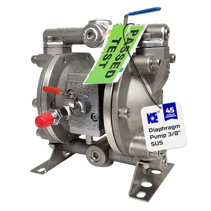 COSMOSTAR D0902 3/8" Stainless Steel Double Air Diaphragm Pump, Aluminum Body, Teflon Ball, seat and Diaphragm, Pump Muffler, Pump, Chemical Pump, Waste Oil Pump, Pneumatic Oil Pump, Diaphragm Pumps - size: D0902 3/8" Stainless Steel