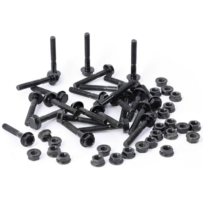 Minho M6-1.0 x 40mm Flange Head Bolts in Carbon Steel Material,Flange Hexagon Screws Come with Flange Nuts,Black Oxide Finish Plated,Partial Thread, 25 Sets - size: M6-1*40
