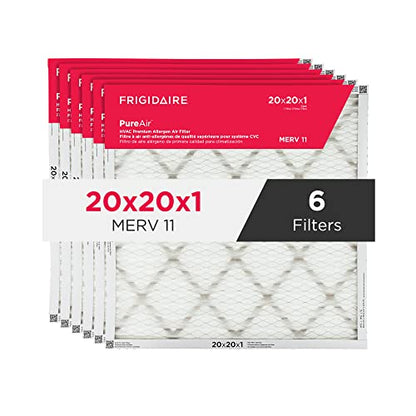 Frigidaire 20x20x1 Air Filter, MERV 11 Pleated Furnace AC Filters, 6 Pack - size: 20 x 20 x 1, style: Merv 11