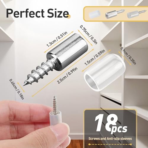 18 Pcs Self Tapping Screws Cabinet Laminate Support, Shelf Pins with Non-Slip Sleeve, Cabinet Shelf Pegs for Kitchen Utensils, Bookcases and Wardrobes, Fixed Support Self - Tapping Cross Screw - color: Clear, size: 18 PCS