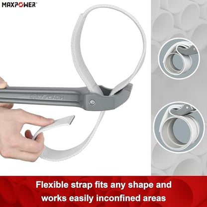 MAXPOWER Strap Wrench Set, 18" & 12" Adjustable Nylon Strap Wrenches - size: 18" & 12" Set