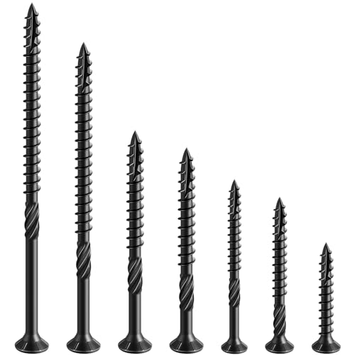 Wensilon #8 * 2" Black Deck Screws, (311pcs) 2 lbs.Exterior Wood Screws, Rust Resistant epoxy Coated, Bronze, T20 Star Bit - color: Black, size: 8*2