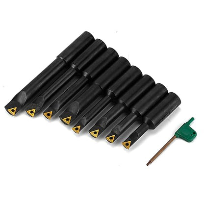 8 Pcs 3/4" Round Shank Indexable Boring Bar Set