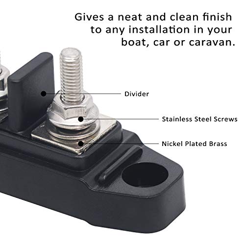 Recoil BBSPG4 4 Position Bus Bar Terminals Power Distribution Block - style: Discrete 4xM5 Studs Black