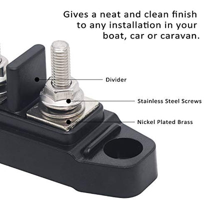 Recoil BBSPG4 4 Position Bus Bar Terminals Power Distribution Block - style: Discrete 4xM5 Studs Black