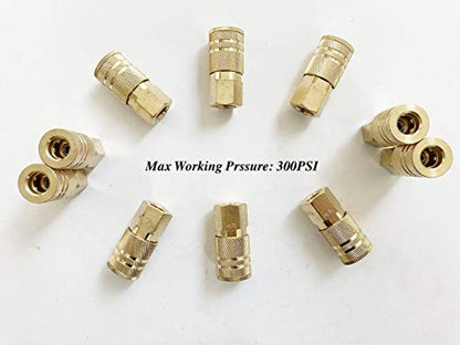 SANFU 1/4-Inch Brass Female Industrial Coupler, Air Hose Fittings 1/4-Inch Female Threads Quick Connector Air Coupler with Storage Case, 10-Pack - style: 10PCS Brass 1/4" Female Coupler