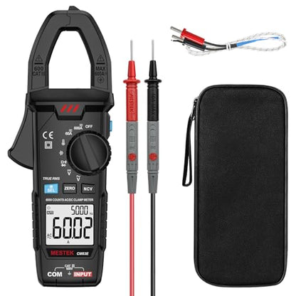 MESTEK Digital Clamp Meter Multimeter, TRMS 6000 Counts 600A Current Amp Volt Meter, Auto-Ranging Voltage Tester Measures AC DC Current Voltage Resistance Capacitance Temperature Diodes Continuity NCV