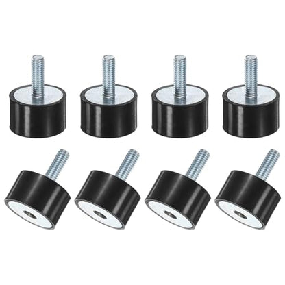 M METERXITY 8-Pack Rubber Mounts D25mmxH15mm Male/Female Vibration Isolators Cylindrical Shock Absorber W M6 x 18mm Studs for Air Compressor/Car/Pump/Boat/Garage Motor/Bobbins Rubber Isolators - size: M6 x 18mm, 25mm x 15mm
