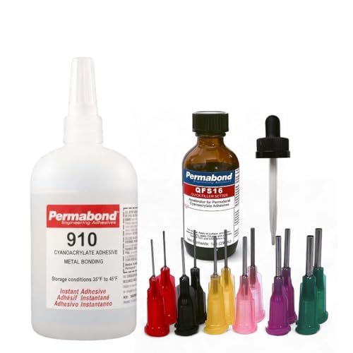 Maven Adhesive Kits (Permabond 910) Professional Cyanoacrylate Adhesive, Low Viscosity Metal Bonding Glue, Fast-Set Industrial Strength (Glue + Tips + Accelerator, 16oz) - size: 16oz, style: Glue + Tips + Accelerator