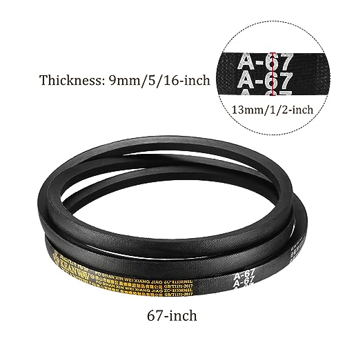 A-67 Drive V-Belt - [67-inch Inside Circumference] A-Section Rubber Drive Belt Wrapped for Transmission Use - size: A-67