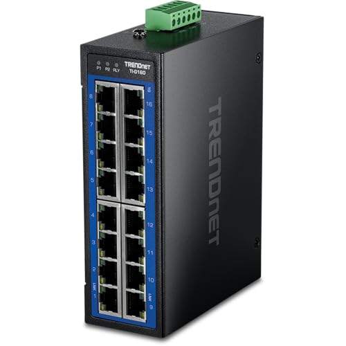 TRENDnet 16-Port Industrial Gigabit DIN-Rail Switch, TI-G160 - style: 16 x Gigabit Ports
