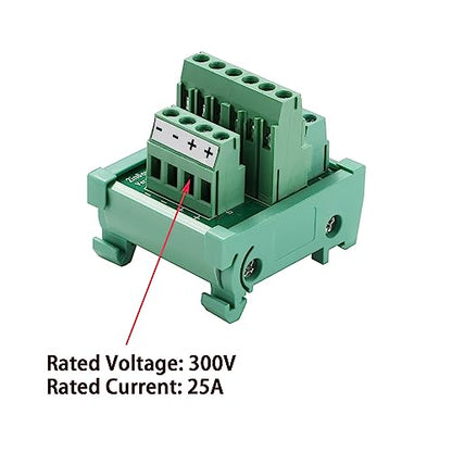 2 in 6 Out 25A DIN Rail Terminal Blocks Distribution Breakout - style: 2 IN 6 OUT