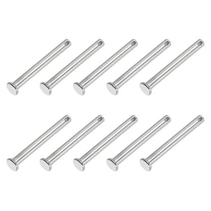 PATIKIL 6 x 55 mm Single Hole Clevis Pins, 10 Pcs 304 Stainless Steel Flat Head Pin for Hitch Pin Lock Link Hinge Systems, Silver - size: 6 x 55 x 51 mm