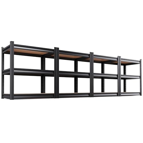 4-Pack 3-Tier Heavy Duty Garage Shelving Set for Home Storage & Organization, Adjustable Metal Utility Rack for Garage, Pantry, Kitchen, Closet & Household Essentials, 33.5"H x 35.4"W x 15.7"D - size: 35"Wx16"Dx33.5"H