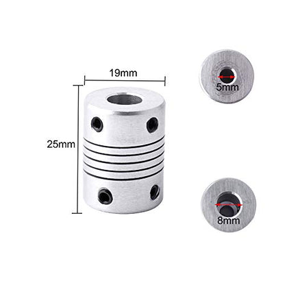 5 Pieces 3D Printer Aluminum Alloy Flexible Shaft Coupling 5 mm to 8 mm, Stepper Motor Shaft Coupler with 2 mm Hexagon Wrench