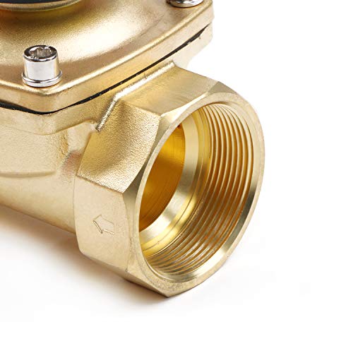 U.S. Solid 1 1/2" Solenoid Valve - 12V DC Brass Electric Solenoid Valve, Normally Closed, Viton Seal - size: 1-1/2 inch
