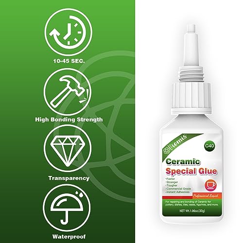 30g Ceramic Glue, Instant Ceramic Super Glue for Porcelain &Pottery - size: Ceramic Glu