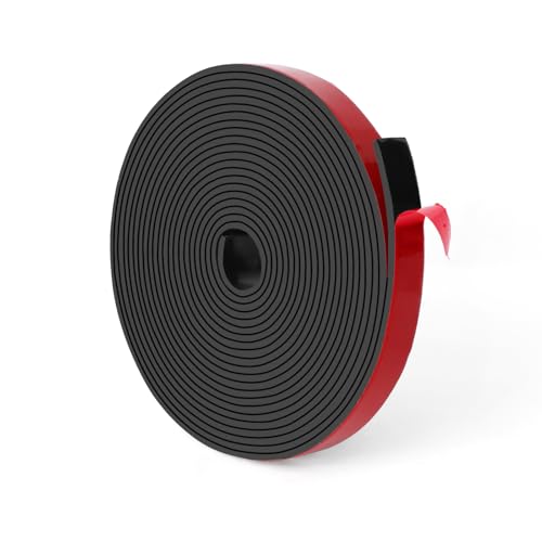HooTown Adhesive Solid Rubber Strips, Self Neoprene Rubber Sheets Rolls Red - color: 1/16" Thick Adhesive, size: 0.5” W x 180" L