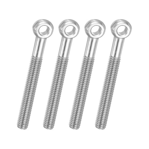PATIKIL 4 Pcs M8x75mm Shoulder Swing Lifting Eye Bolt, 304 Stainless Steel Metric Half Tooth Thread Fisheye Eye Slip Hole Screw Rigging Bolt Metal Fasteners Screws, Silver Tone - size: M8x75mm