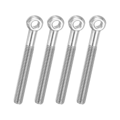 PATIKIL 4 Pcs M8x75mm Shoulder Swing Lifting Eye Bolt, 304 Stainless Steel Metric Half Tooth Thread Fisheye Eye Slip Hole Screw Rigging Bolt Metal Fasteners Screws, Silver Tone - size: M8x75mm