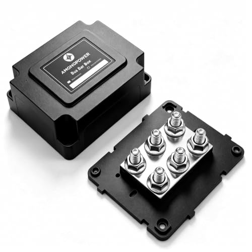 900A Bus Bar 12-48V Heavy Duty Power Distribution Block with 6 x M10 Studs, Waterproof Battery Terminal for Automotive, Marine, RV, Solar Applications (Black) - color: Black-Negative