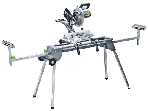 Genesis GMSS400W Universal Heavy-Duty Folding Miter Saw Stand with Quick-Release Mounting Brackets, Tool-Free Adjustment, Wheels, and All-Steel Construction , Gray - style: Miter Saw Stand