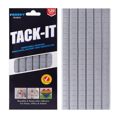 Feosky Adhesive Poster Sticky Tack Putty, Reusable and Removable Adhesive Putty, 120PCS, Mounting Putty for displaying Wall Paintings, Museum Art Photography, Picture, Crafts (Grey, Pack of 1) - color: Grey, size: 1Pack