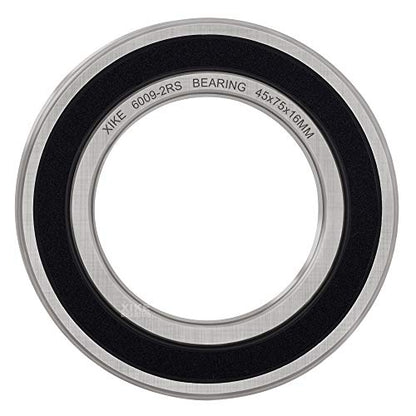XIKE 6009-2RS Sealed Deep Groove Ball Bearings, 45x75x16 mm, 2-Pack - size: 6009-2RS - 45x75x16 mm