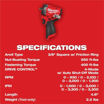 Milwaukee Electric - M12 FUELTRADE Stubby 3/8 Impact Wrench