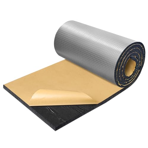 TroyStudio Sound Proof Closed Cell Foam, Self-Adhesive 13'' x 78" Heat Shield Acoustic Rubber Foam Sheet - Waterproof Noise Vibration Thermal Insulation Roll for Home, Car, HVAC, Pipe, Machine - color: Black, Rubber Foam, size: 13" x 78" x 0.4"