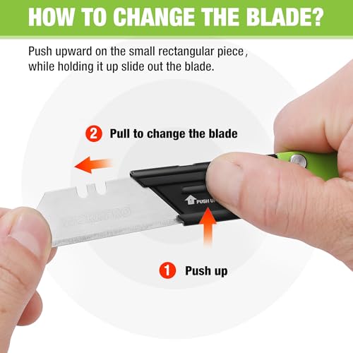 WORKPRO 2PCS EDC Folding Utility Knife, Mini Box Cutter with Quick Open Axis Lock, Quick Change Blade Razor Knife, Foldable Small Pocket Knife with Belt Clip, 2 Packs with 10 Extra Blades - color: Green