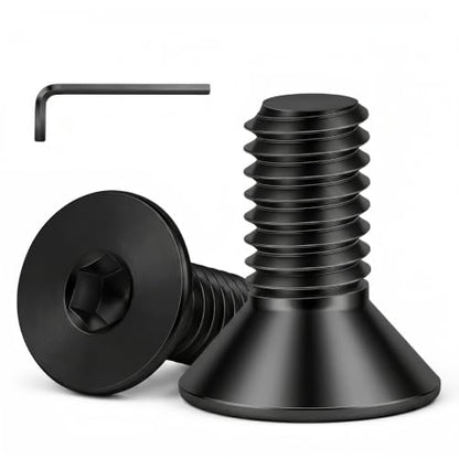 1/4-20 x 3/4" Flat Head Socket Cap Screws Countersunk Bolts, Stainless Steel 18-8 (304), Fully Threaded, Black Finish, Hex Spanner Included, 50 PCS - color: Black, size: 1/4-20 x 3/4"