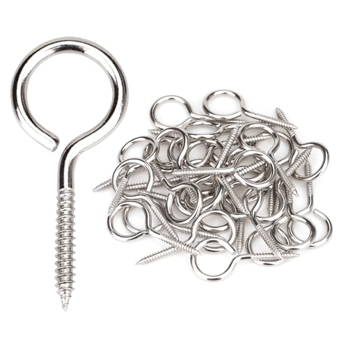 Aovchei 30pcs 304 Stainless Steel 1.57 Inches Eye Screws, Screw Hooks - color: 304, size: 1.57 Inch 30pcs
