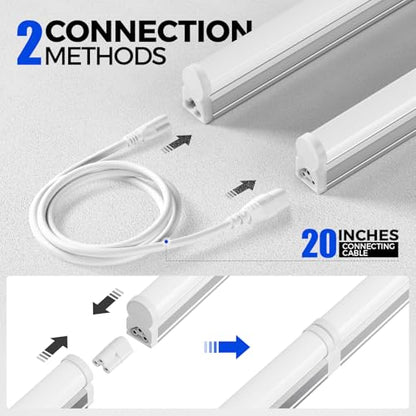 Barrina 6 Pack LED T5 Integrated Single Fixture 1FT, 600lm, 5W, 6500K - color: 6500k Super Bright White, size: 1 Foot