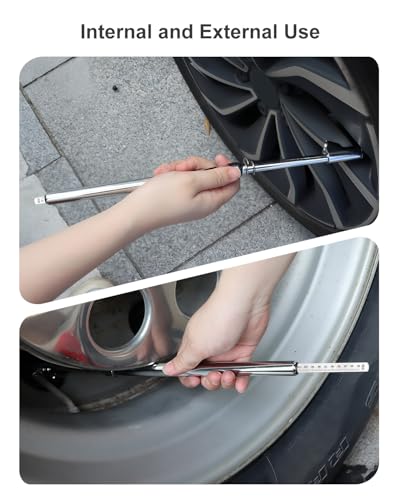 GODESON 13.5" Dual Head Tire Pressure Gauge, 20-220PSI/2-15Bar High Accuracy Semi trcuk tire Gauge, Heavy Duty Pencil Pressure Gauges Checker for RV & Truck, Stainless Steel Solid Body, Portable - size: 1 Pack (20-220PSI)