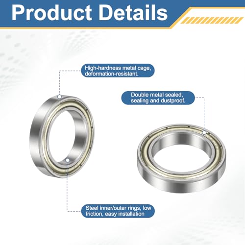 uxcell 6803-ZZ Deep Groove Ball Bearing, 17mm x 26mm x 5mm 20Pcs - size: 17mm x 26mm x 5mm