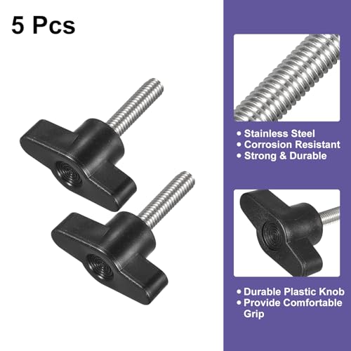 uxcell 5Pcs Clamping Screw Knob, M6 x 25mm Metric 304 Stainless Steel T Shaped Thumb Screws Handle for Quick Remove Hand Tightening Knob Replacement - size: M6 x 25mm