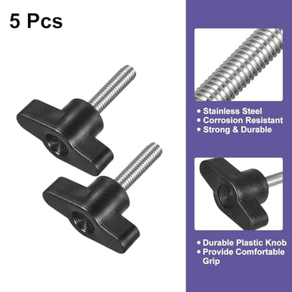 uxcell 5Pcs Clamping Screw Knob, M6 x 25mm Metric 304 Stainless Steel T Shaped Thumb Screws Handle for Quick Remove Hand Tightening Knob Replacement - size: M6 x 25mm