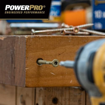 Power Pro Exterior Wood Screws, #9 x 3in Flat Head, 2000 Pieces, Bronze - color: Bronze, size: #9 x 3"