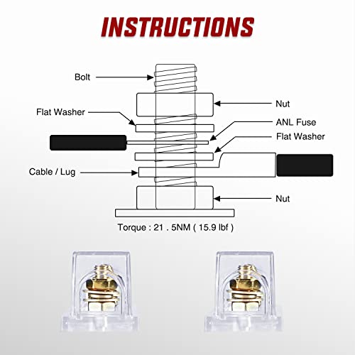 Nilight 2PCS 250A ANL Fuse Holder and ANL Fuses Electrical Protected - color: ANL Fuse, size: 250A