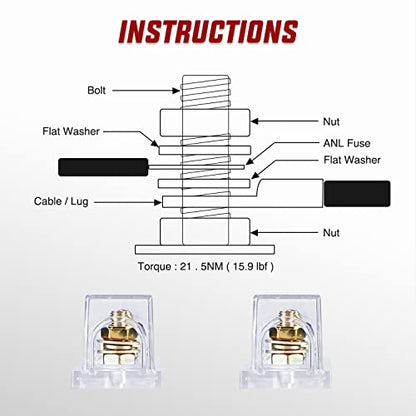 Nilight 2PCS 250A ANL Fuse Holder and ANL Fuses Electrical Protected - color: ANL Fuse, size: 250A