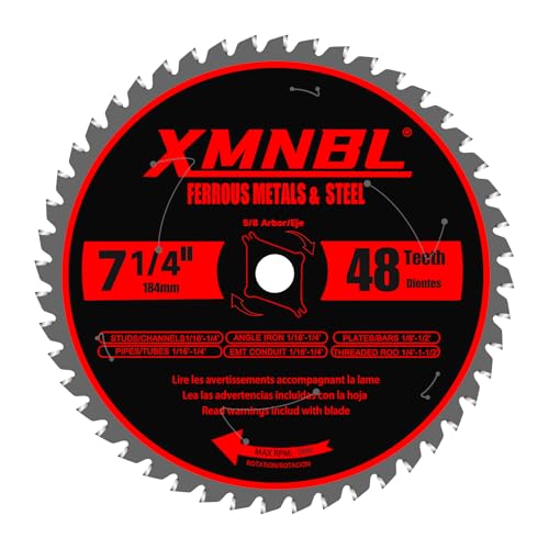 7 1/4 Inch Metal Cutting Saw Blade,Replace for Diablo D0748CF 7 1/4 Inch Metal and Stainless Steel Cutting Saw Blade,Compatible with 7-1/4 Inch Circular Saw,Cermet Carbide,5/8" Arbor,5X Longer Life - size: 7 1/4 Inch 48T Metal Chop Saw Blade
