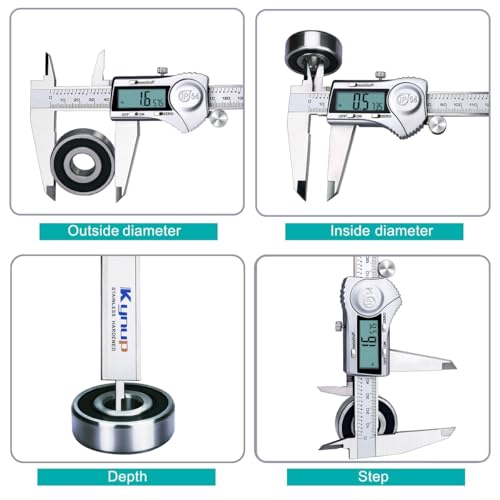 Kynup Digital Caliper Measuring Tool, 12 Inch Stainless Steel Micrometer - color: Silver, size: 300mm