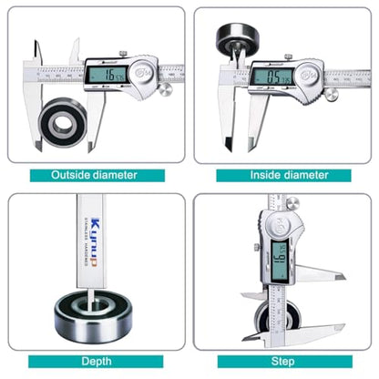Kynup Digital Caliper Measuring Tool, 12 Inch Stainless Steel Micrometer - color: Silver, size: 300mm